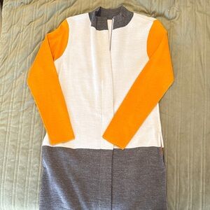 Colorblock Sweater with Orange Sleeves